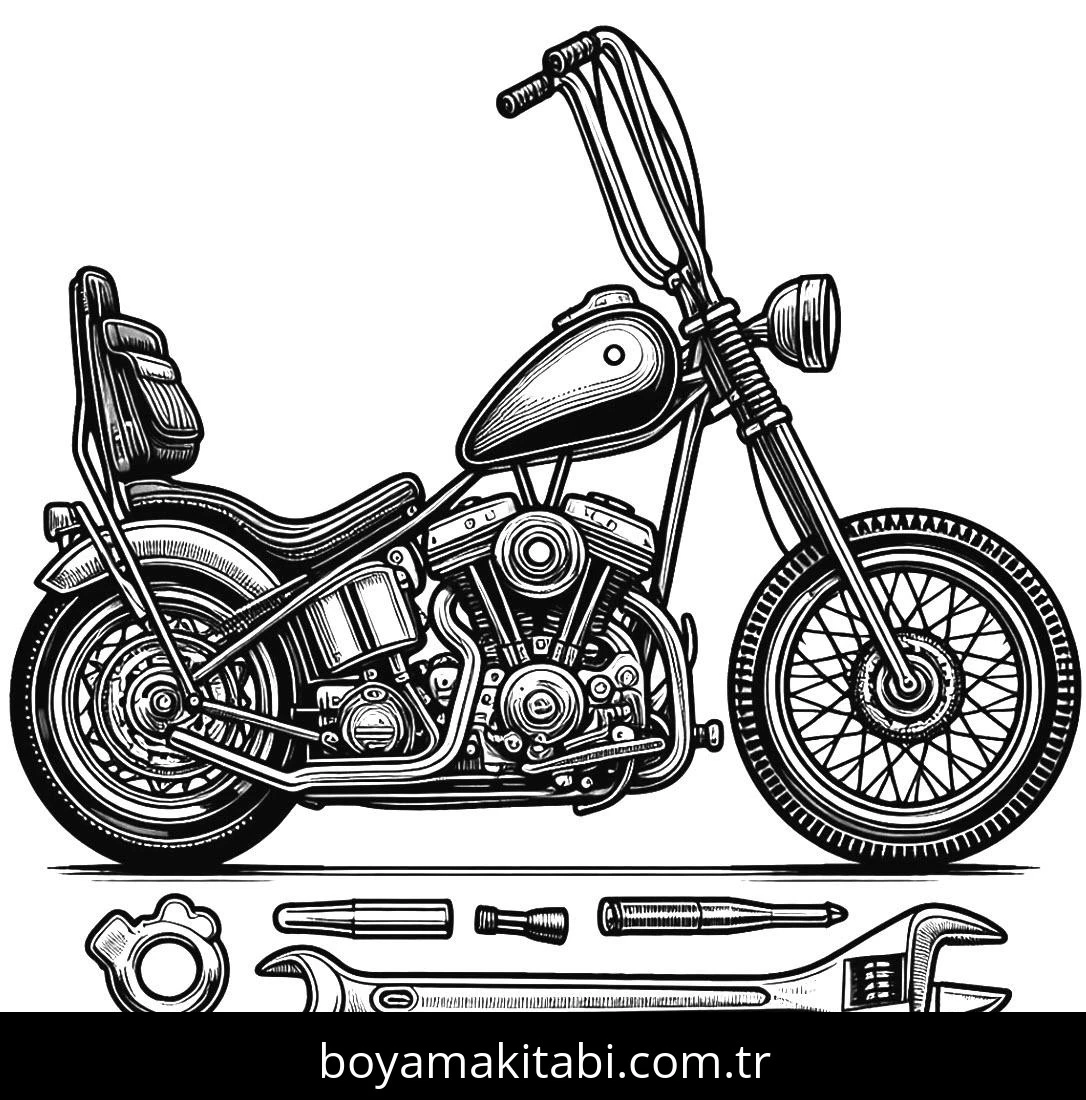 Motosiklet boyama sayfası #68 – yaratıcılığı geliştirir, keyifli zaman