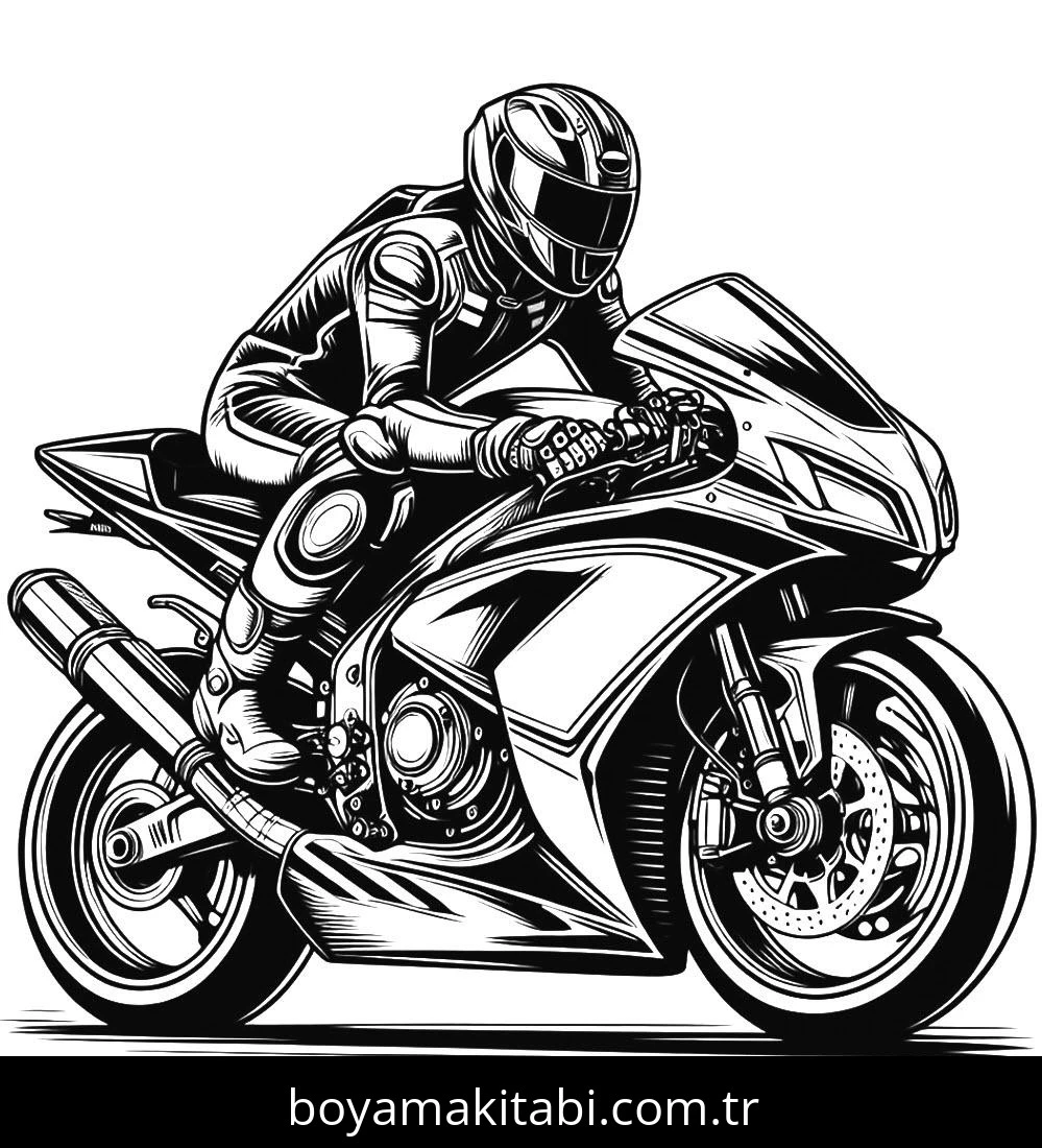 Motosiklet boyama sayfası #69 – okul öncesi, evde etkinlik