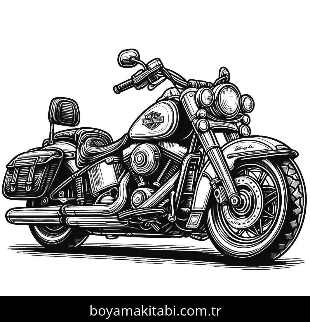 Motosiklet boyama sayfası #72 – çizgi film temalı, basit çizim