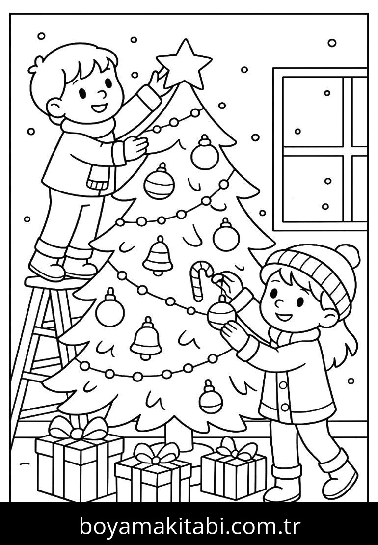 Noel boyama sayfası – PDF indir, sevimli karakter