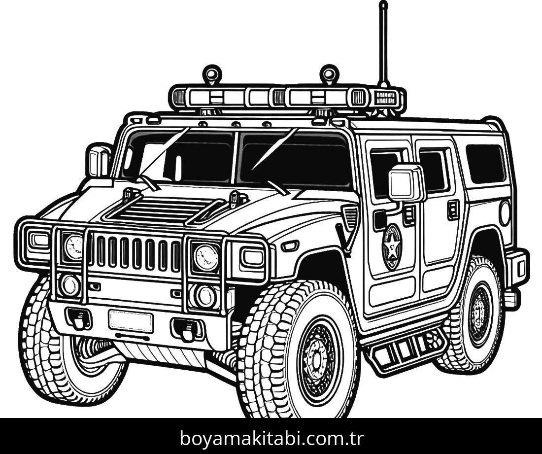 Polis Arabası boyama sayfası – eğitici aktivite, yaratıcılık