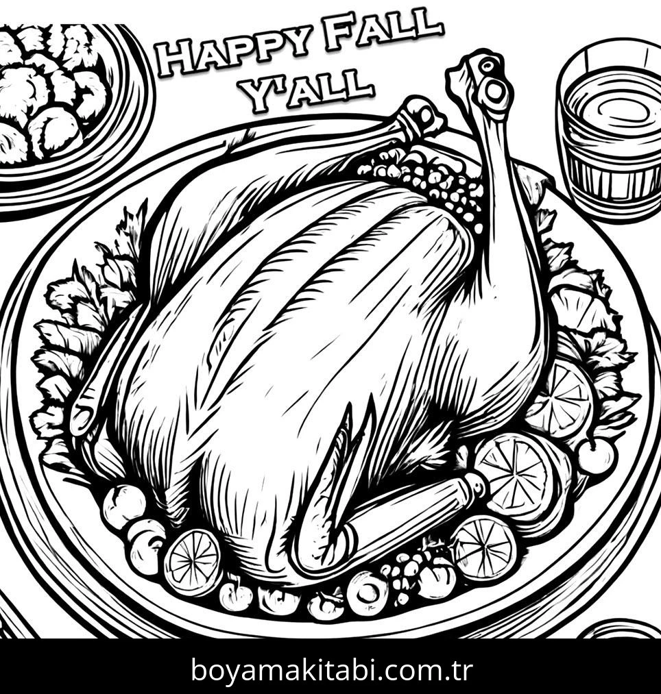 Thanksgiving boyama sayfası – sanatsal çalışma, çocuklar için