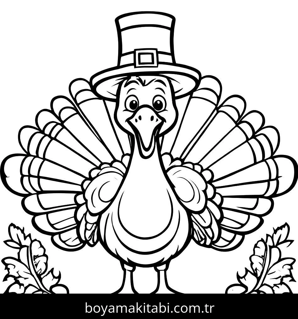Thanksgiving boyama sayfası – basit çizim, kolay boyama