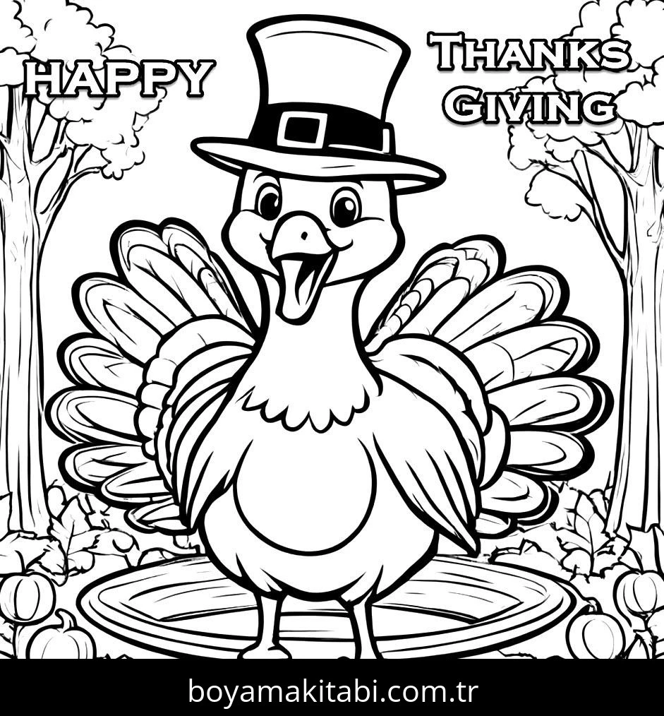Thanksgiving boyama sayfası – renkli çizimler, okul öncesi