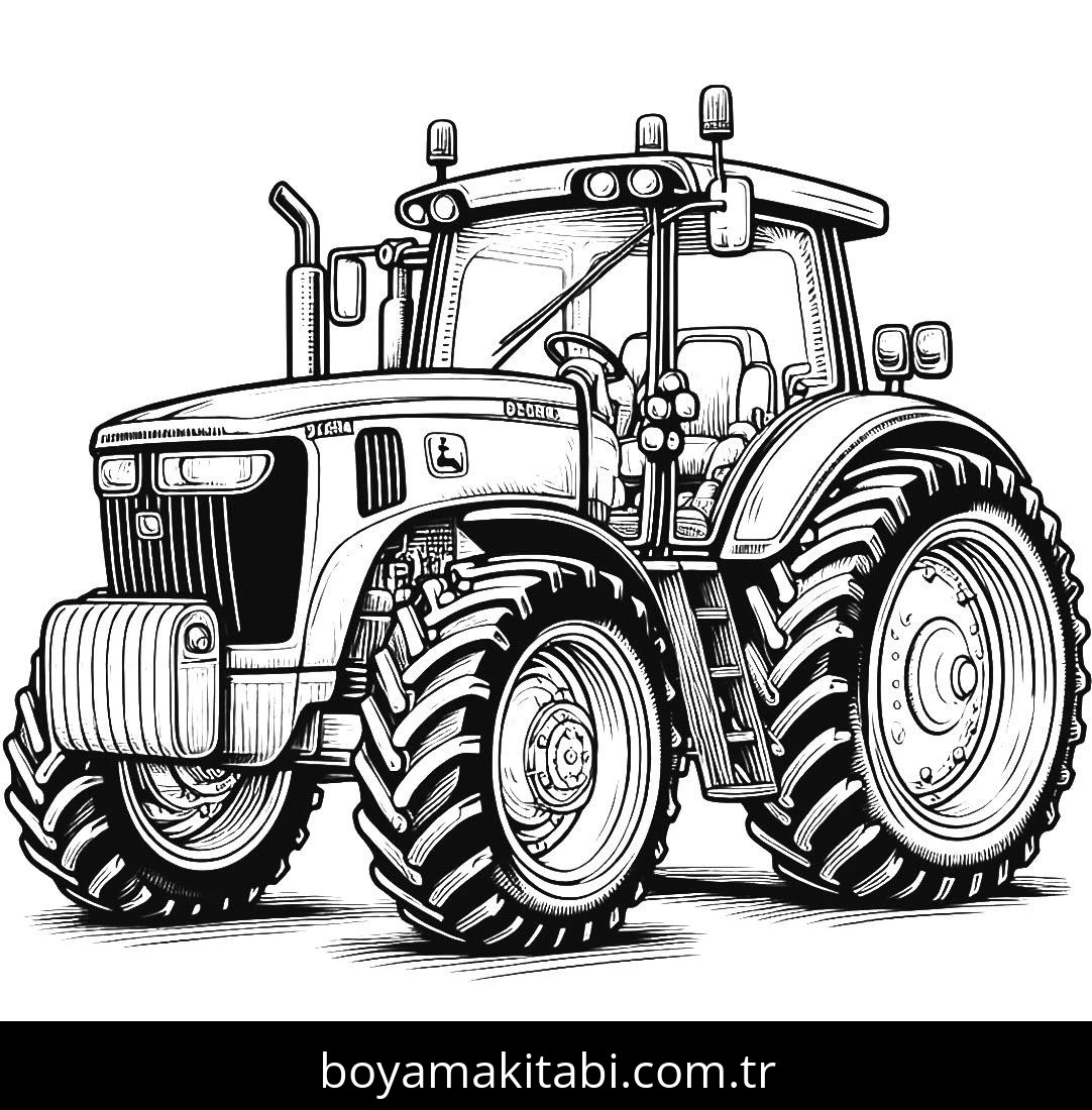 Traktör boyama sayfası – eğlenceli etkinlik, el becerilerini geliştirir