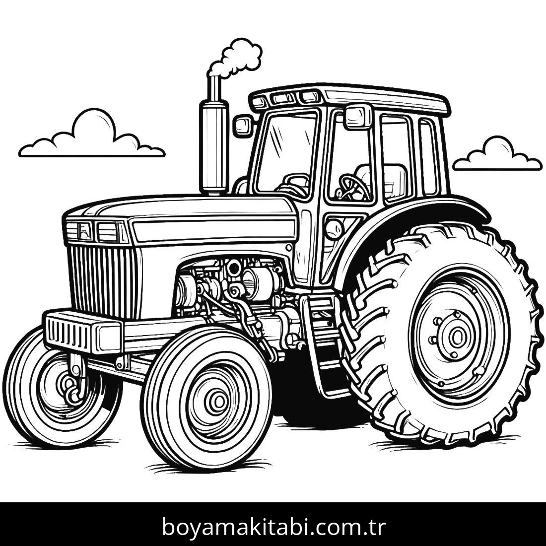 Traktör boyama sayfası – basit çizim, kolay boyama