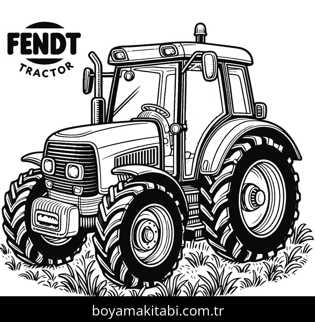 Traktör boyama sayfası – PDF indir, sevimli karakter