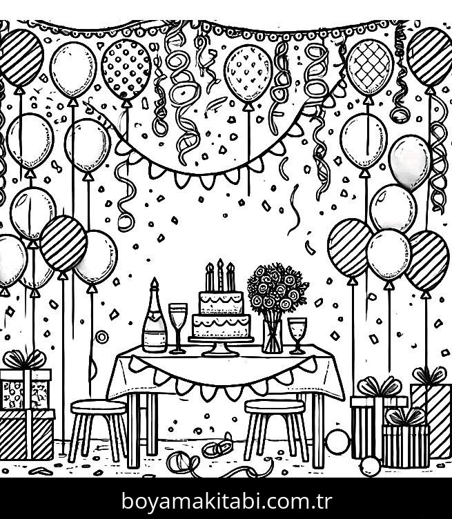 Balon boyama sayfası – kolay boyama, eğitici aktivite