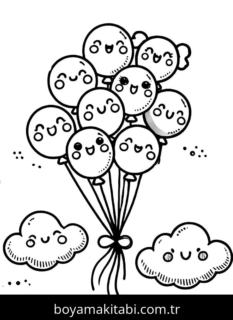 Balon boyama sayfası – yaratıcılık, eğlenceli etkinlik