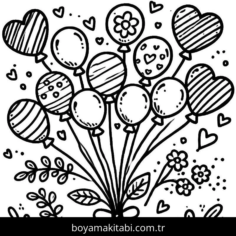 Balon boyama sayfası – renkli çizimler, okul öncesi