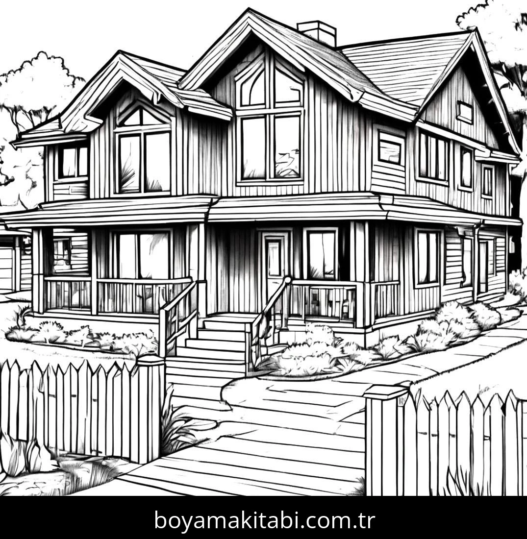 Evler boyama sayfası – boyama çalışması, yaratıcılığı geliştirir