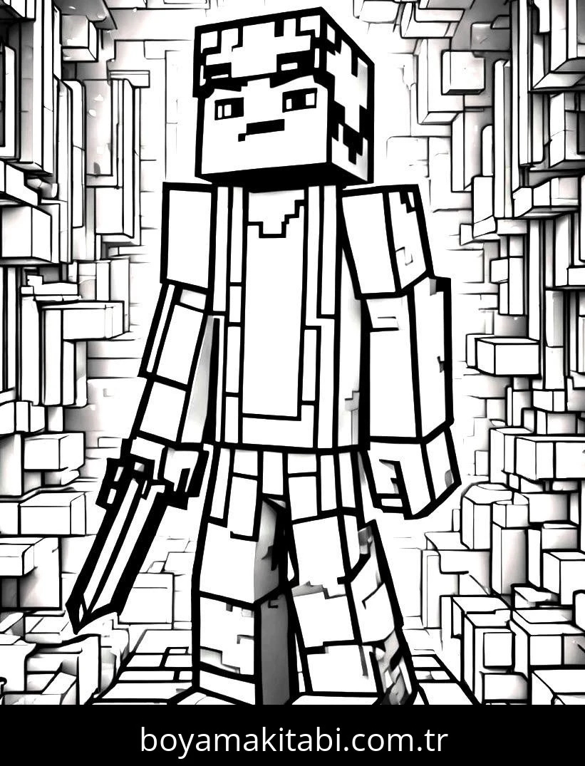 Minecraft boyama sayfası #143 – ilkokul öğrencileri için, hayal gücünü besler