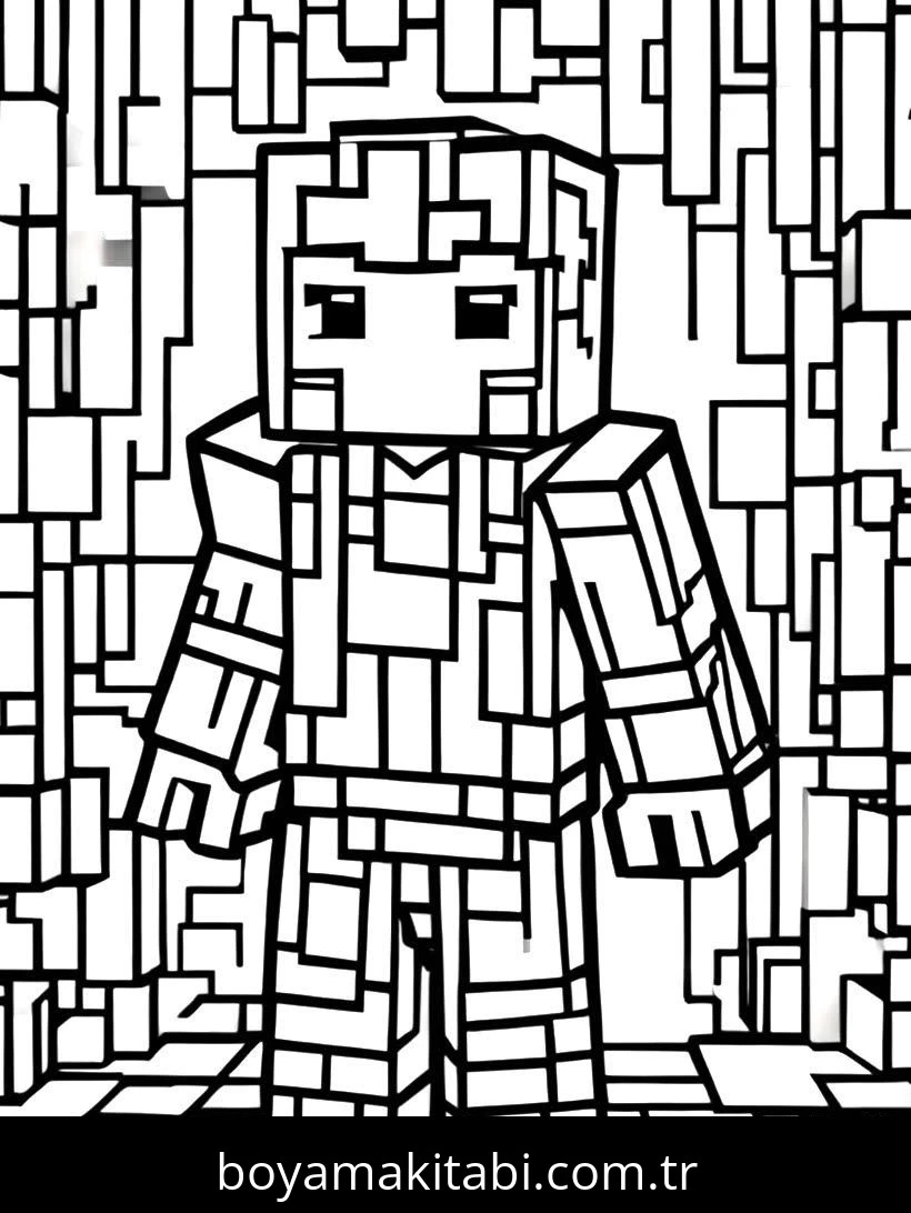 Minecraft boyama sayfası #152 – sabır ve özgüven kazandırır, yaratıcı sanat çalışması