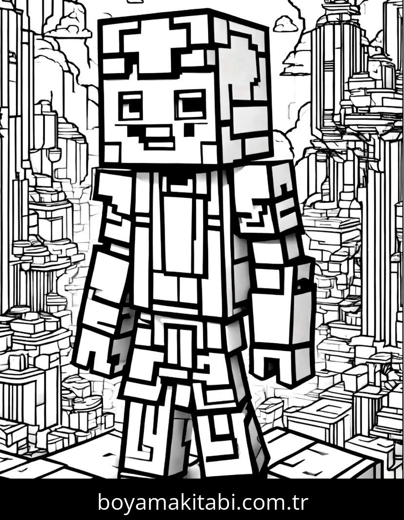 Minecraft boyama sayfası – sanatsal çalışma, çocuklar için