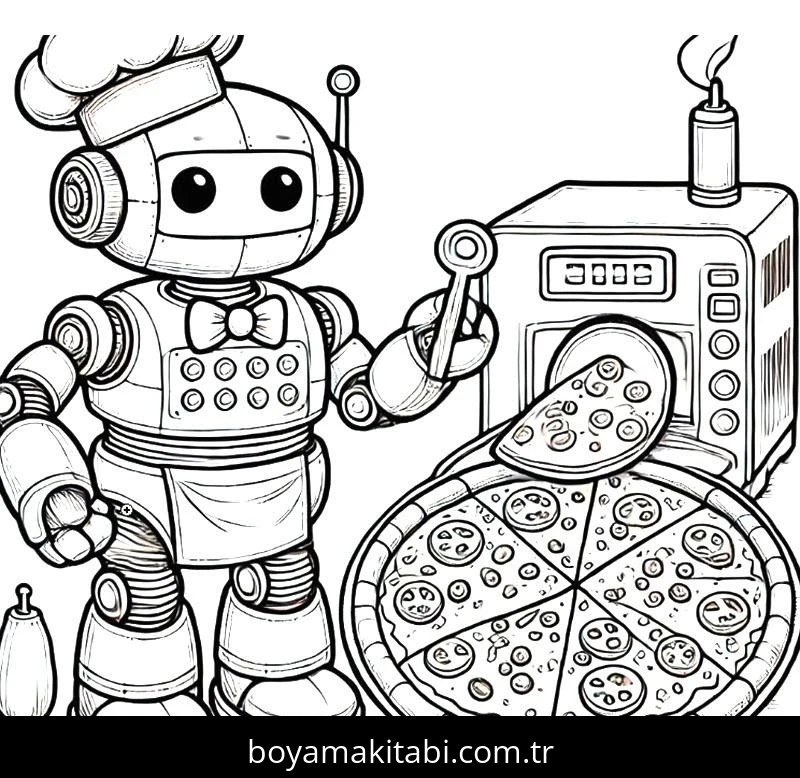 Pizza boyama sayfası – eğlenceli etkinlik, el becerilerini geliştirir
