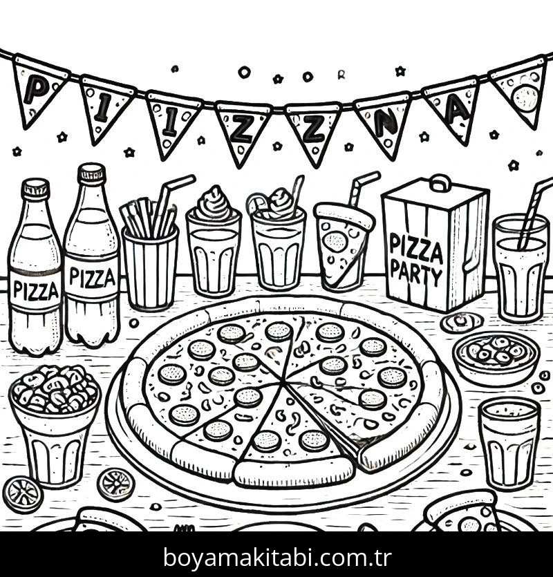 Pizza boyama sayfası – boyama etkinliği, çocuk aktivitesi