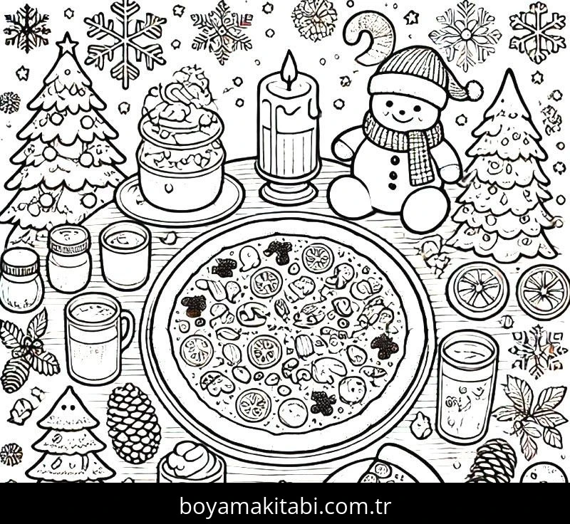 Pizza boyama sayfası – sevimli karakter, sanatsal çalışma