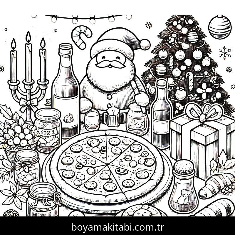 Pizza boyama sayfası – çizgi film temalı, basit çizim