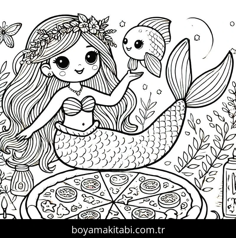 Pizza boyama sayfası – keyifli zaman, renkli çizimler