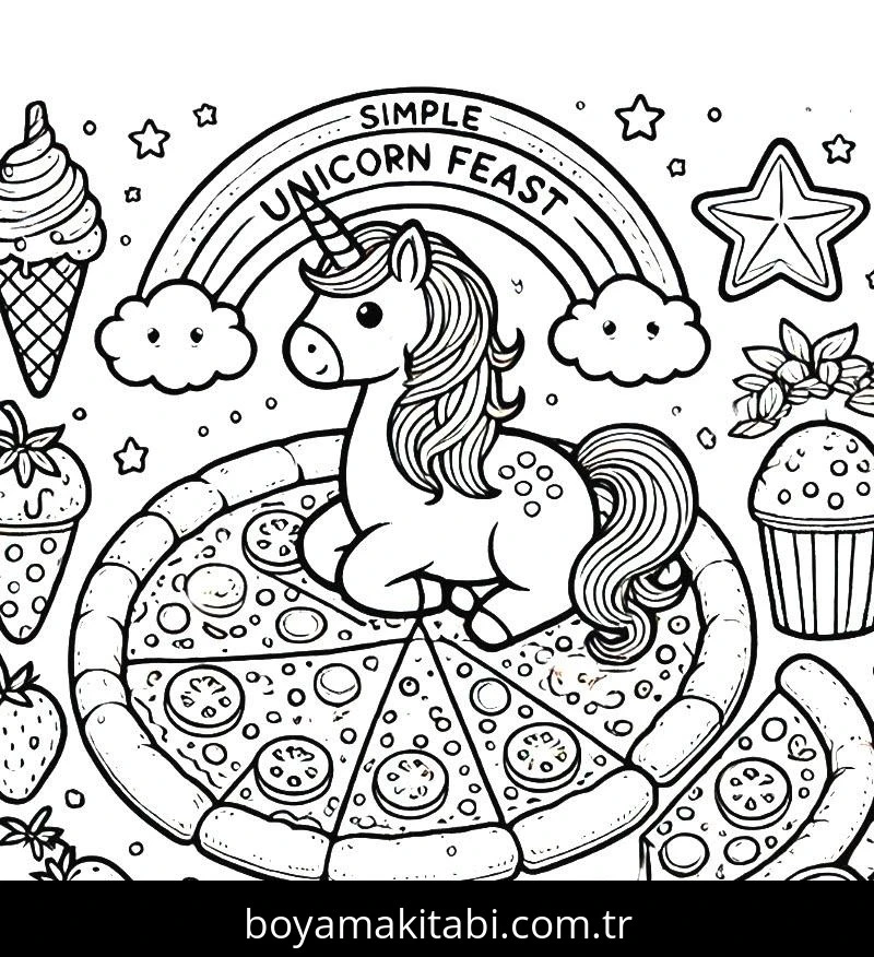 Pizza boyama sayfası – evde etkinlik, ücretsiz yazdır