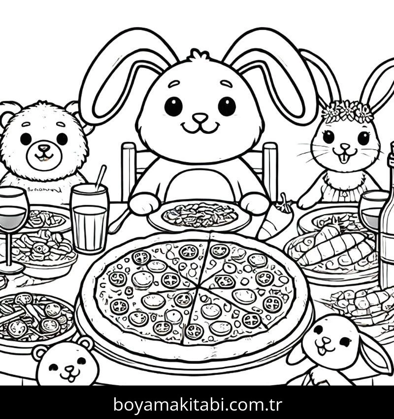 Pizza boyama sayfası – yaratıcılık, eğlenceli etkinlik