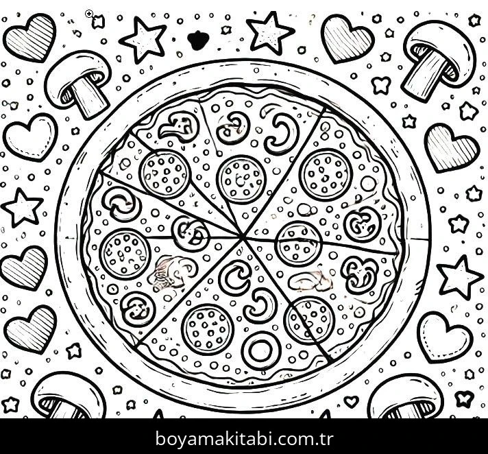 Pizza boyama sayfası – ücretsiz yazdır, boyama etkinliği