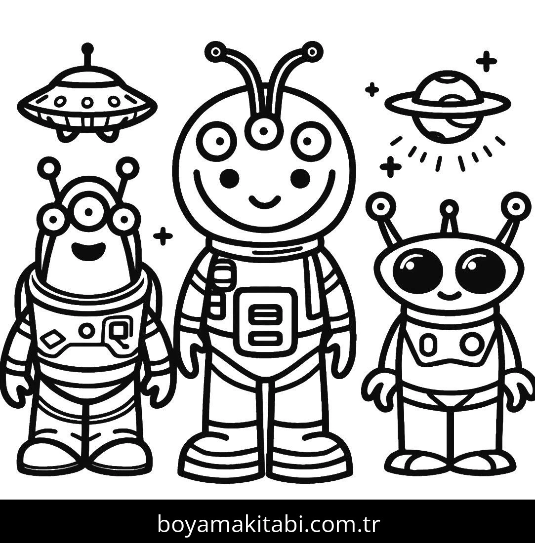 Uzaylı boyama sayfası – eğitici aktivite, yaratıcılık