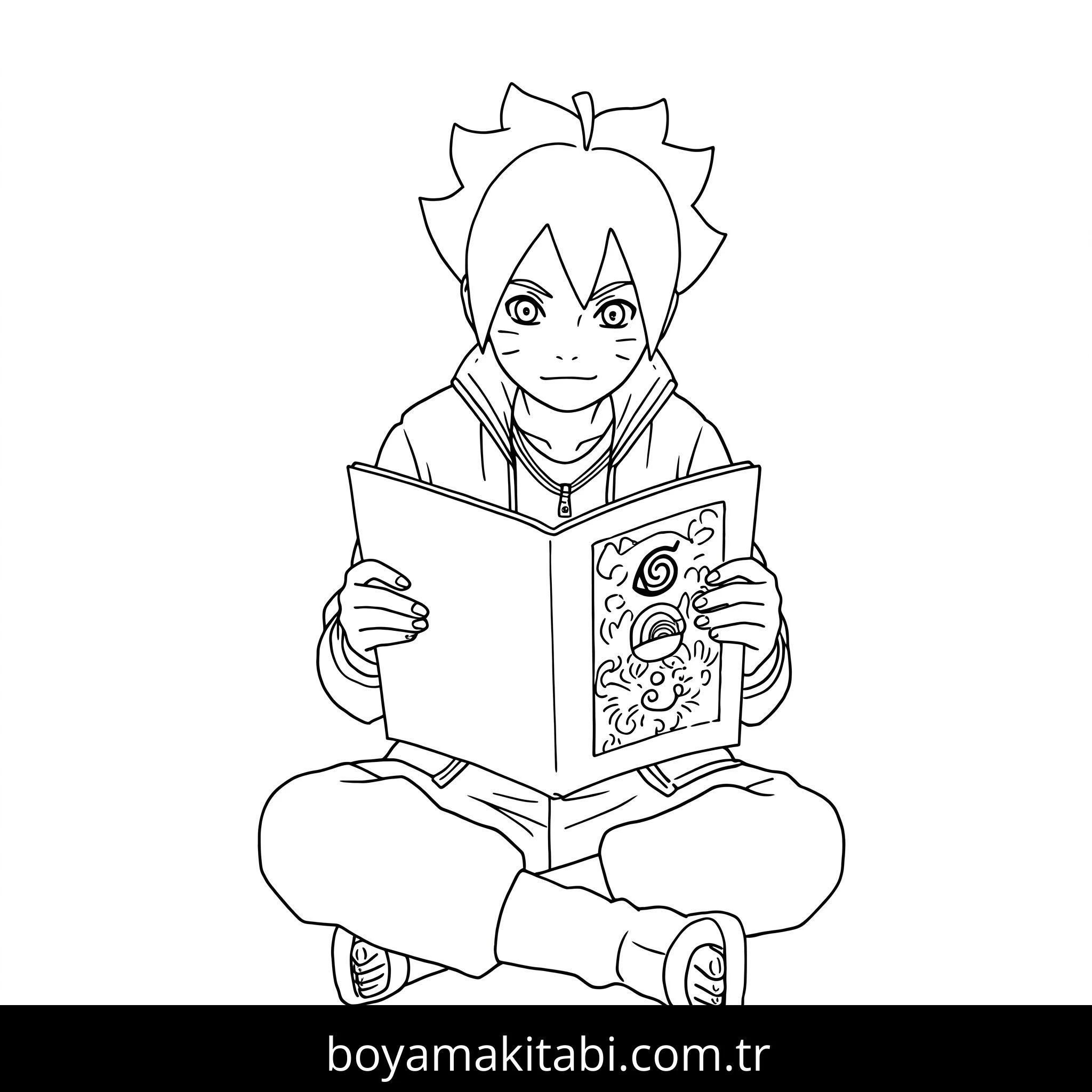 Boruto boyama sayfası #29 – renkli çizimler, dikkat ve odaklanma geliştirir