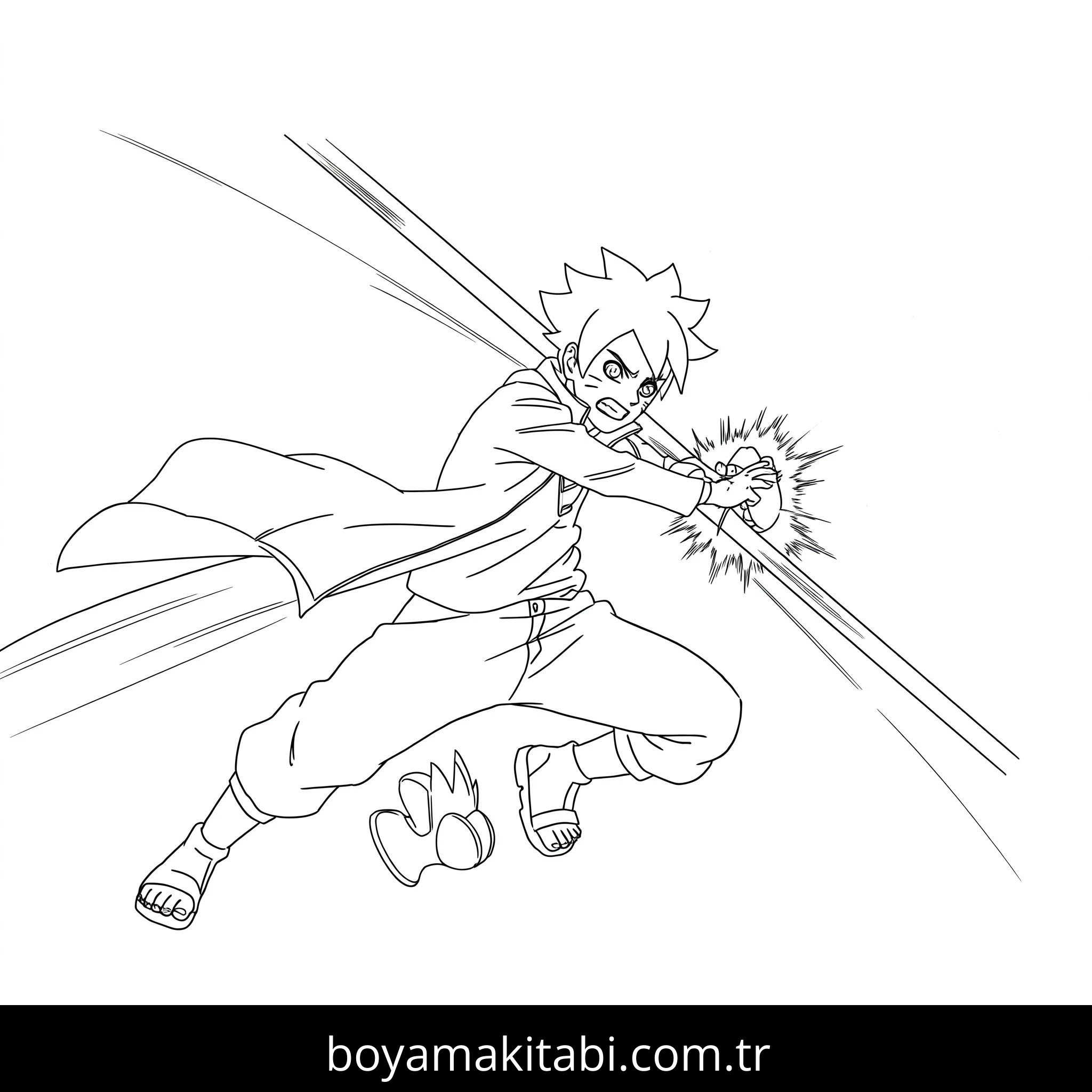 Boruto boyama sayfası #31 – ilkokul öğrencileri için, hayal gücünü besler