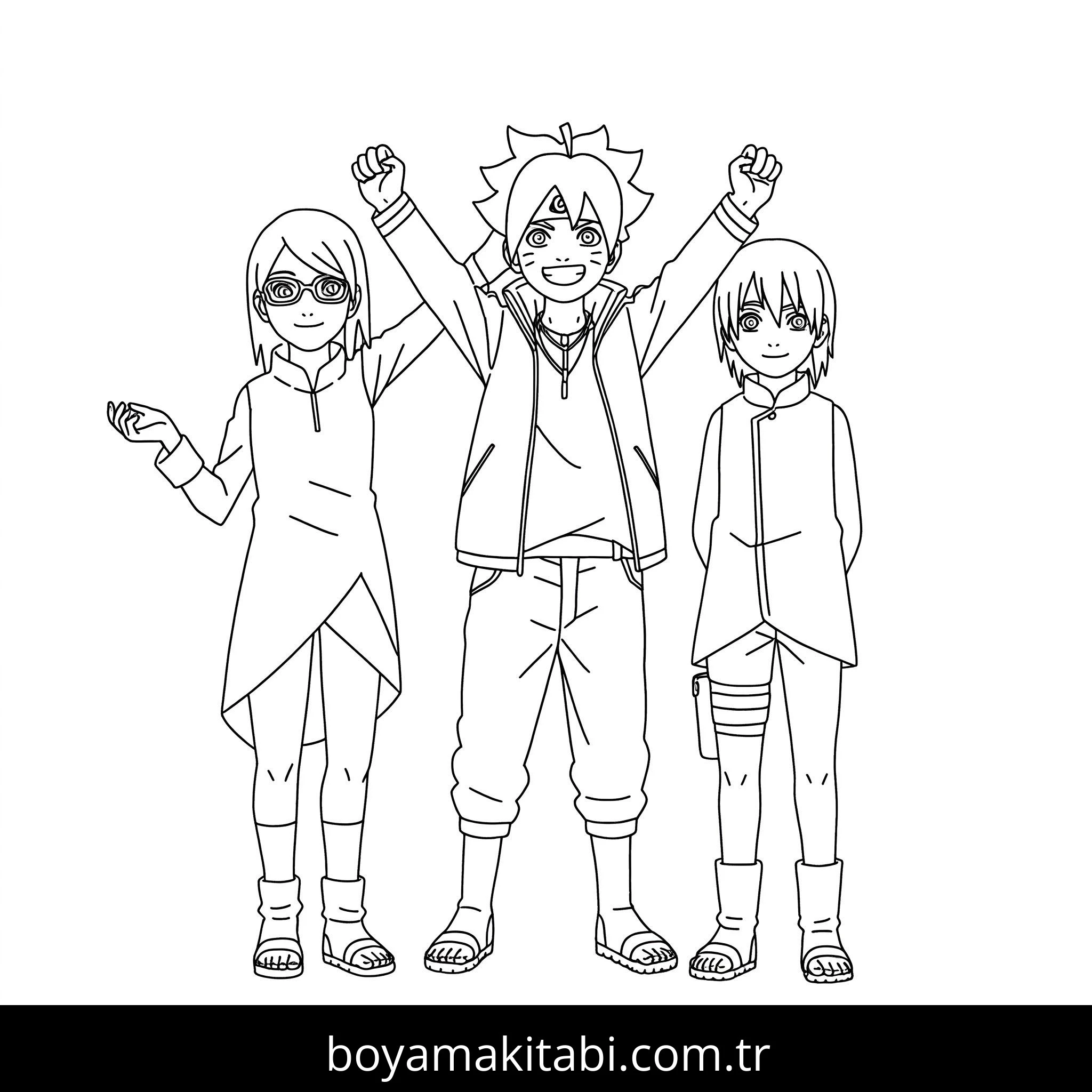 Boruto boyama sayfası #35 – sınıf etkinliği, kolay indirilebilir