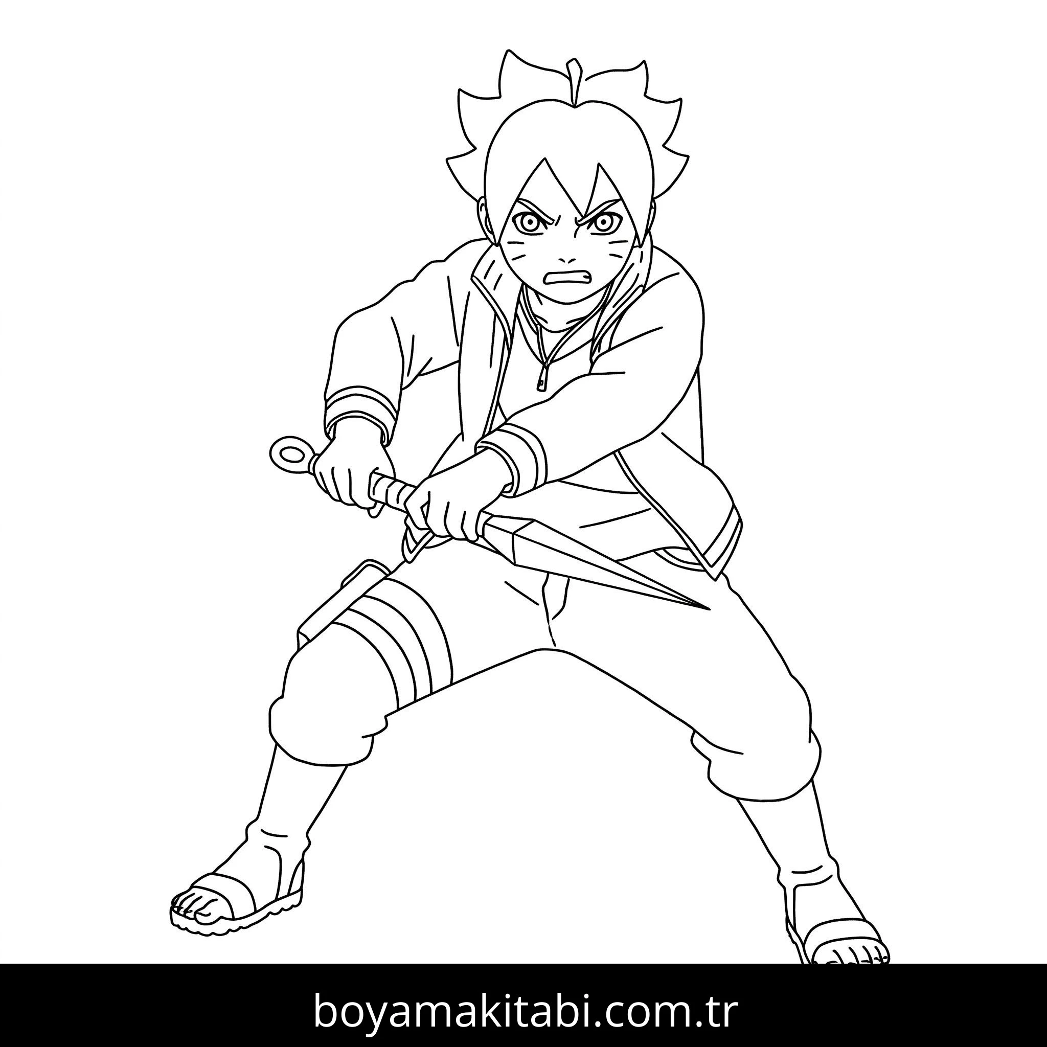 Boruto boyama sayfası #36 – dikkat ve odaklanma geliştirir, A4 baskıya uygun