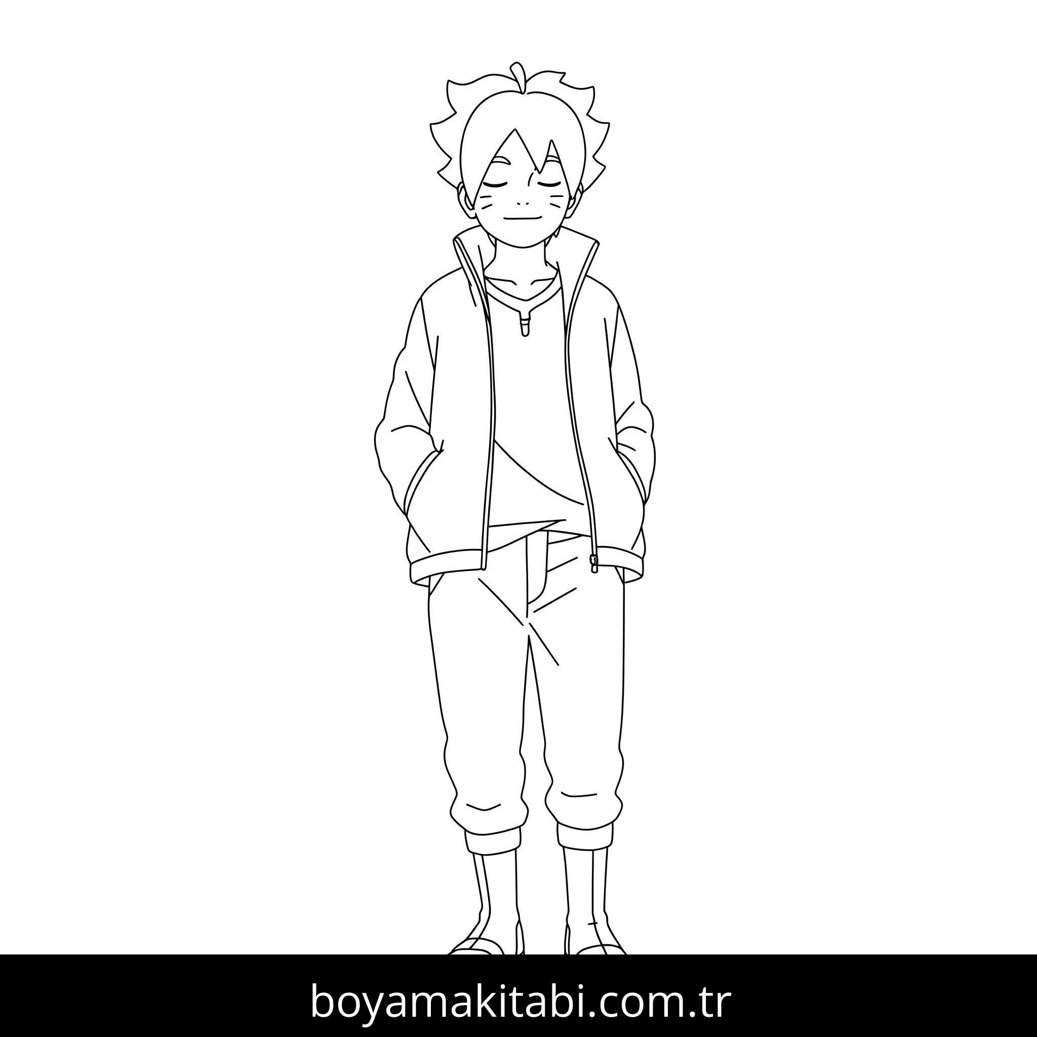 Boruto boyama sayfası – el becerilerini geliştirir, boyama çalışması