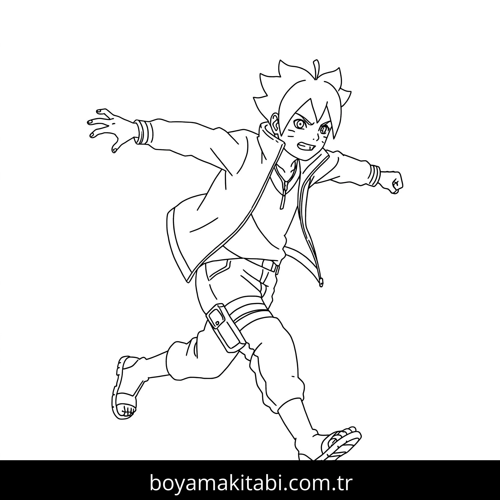 Boruto boyama sayfası – çocuk aktivitesi, PDF indir
