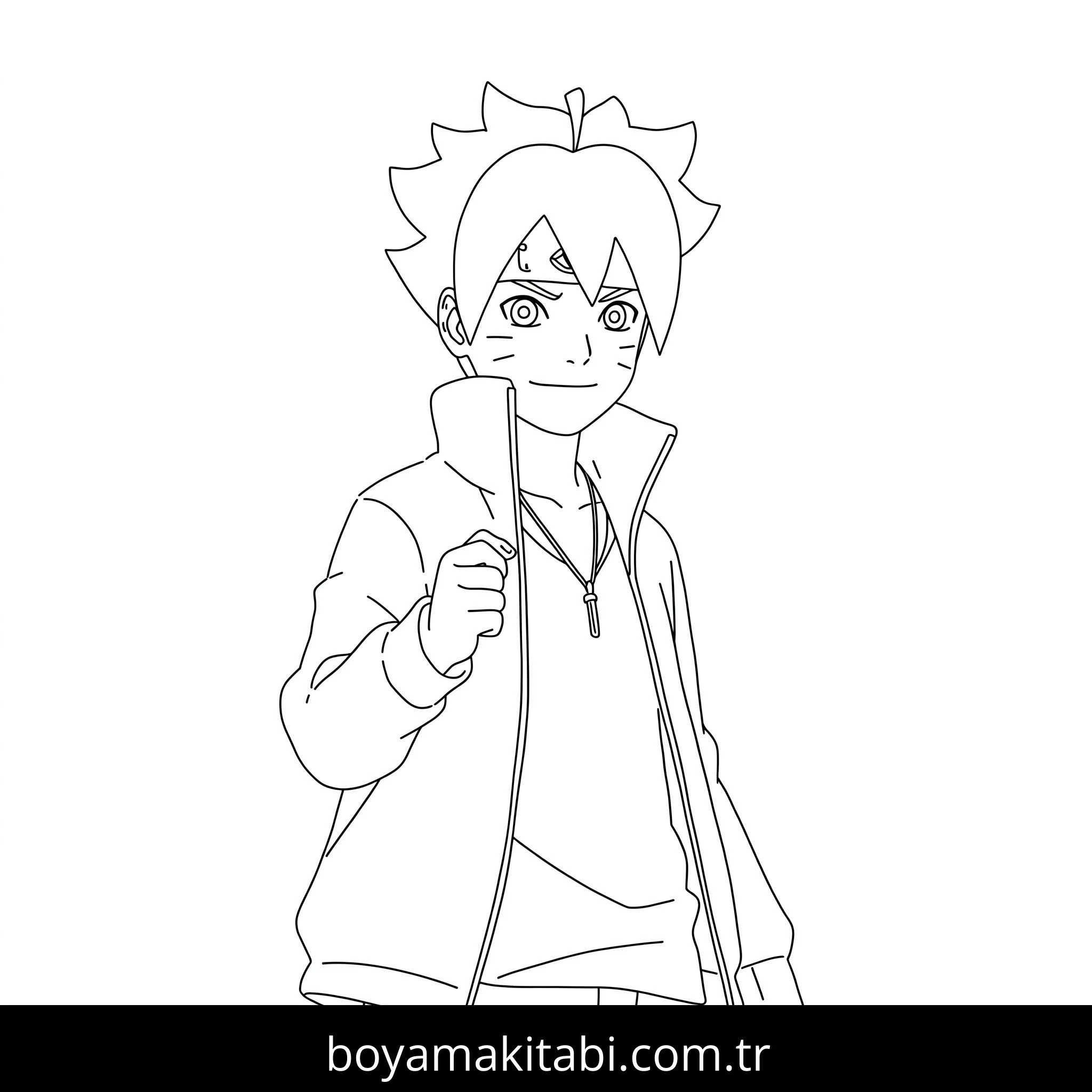 Boruto boyama sayfası – sanatsal çalışma, çocuklar için