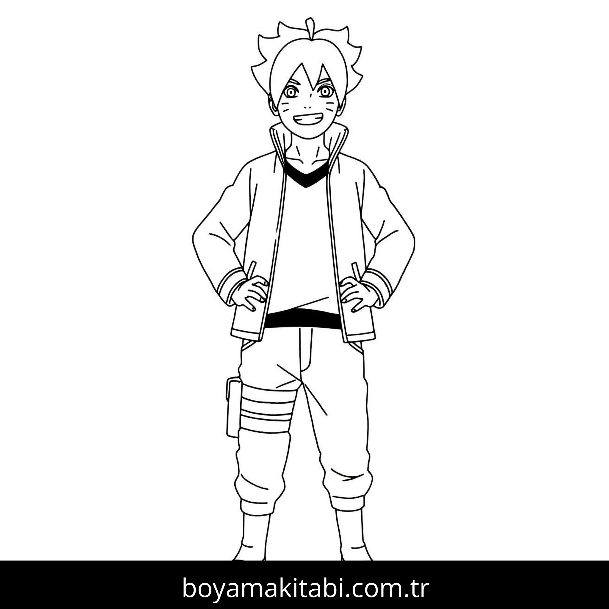 Boruto boyama sayfası – renkli çizimler, okul öncesi
