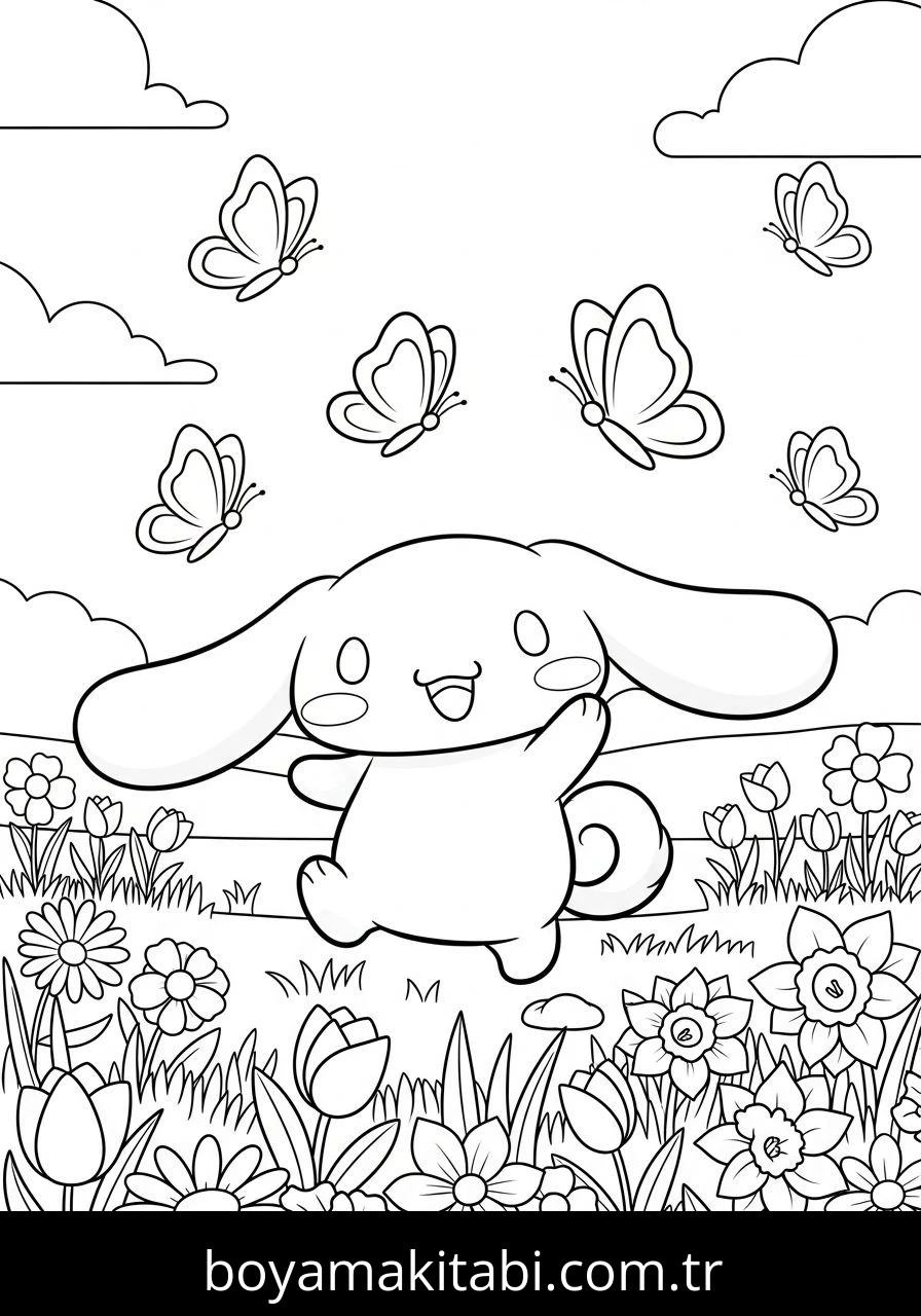 Cinnamoroll boyama sayfası – eğitici aktivite, yaratıcılık