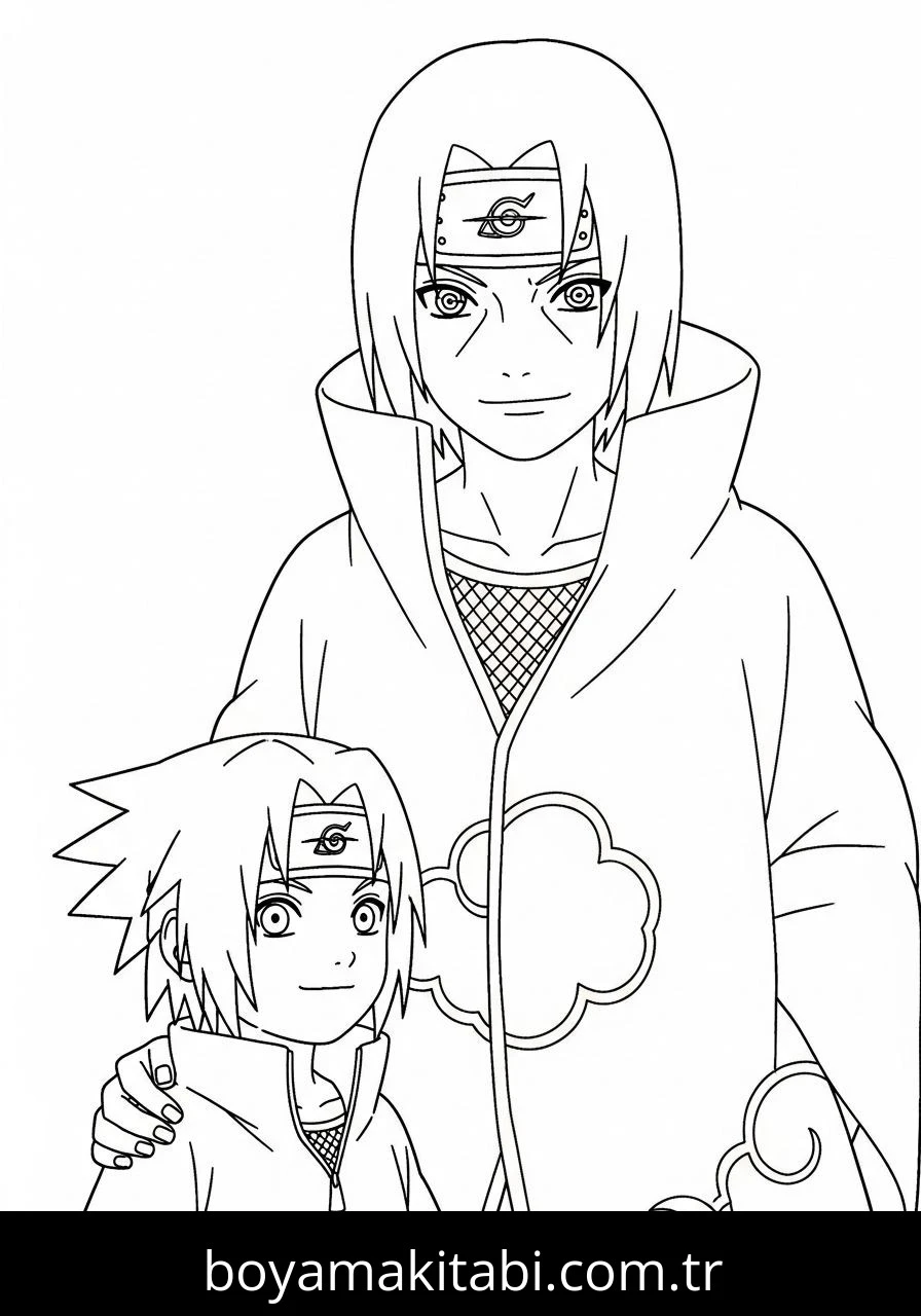 Itachi Uchiha boyama sayfası – boyama çalışması, yaratıcılığı geliştirir