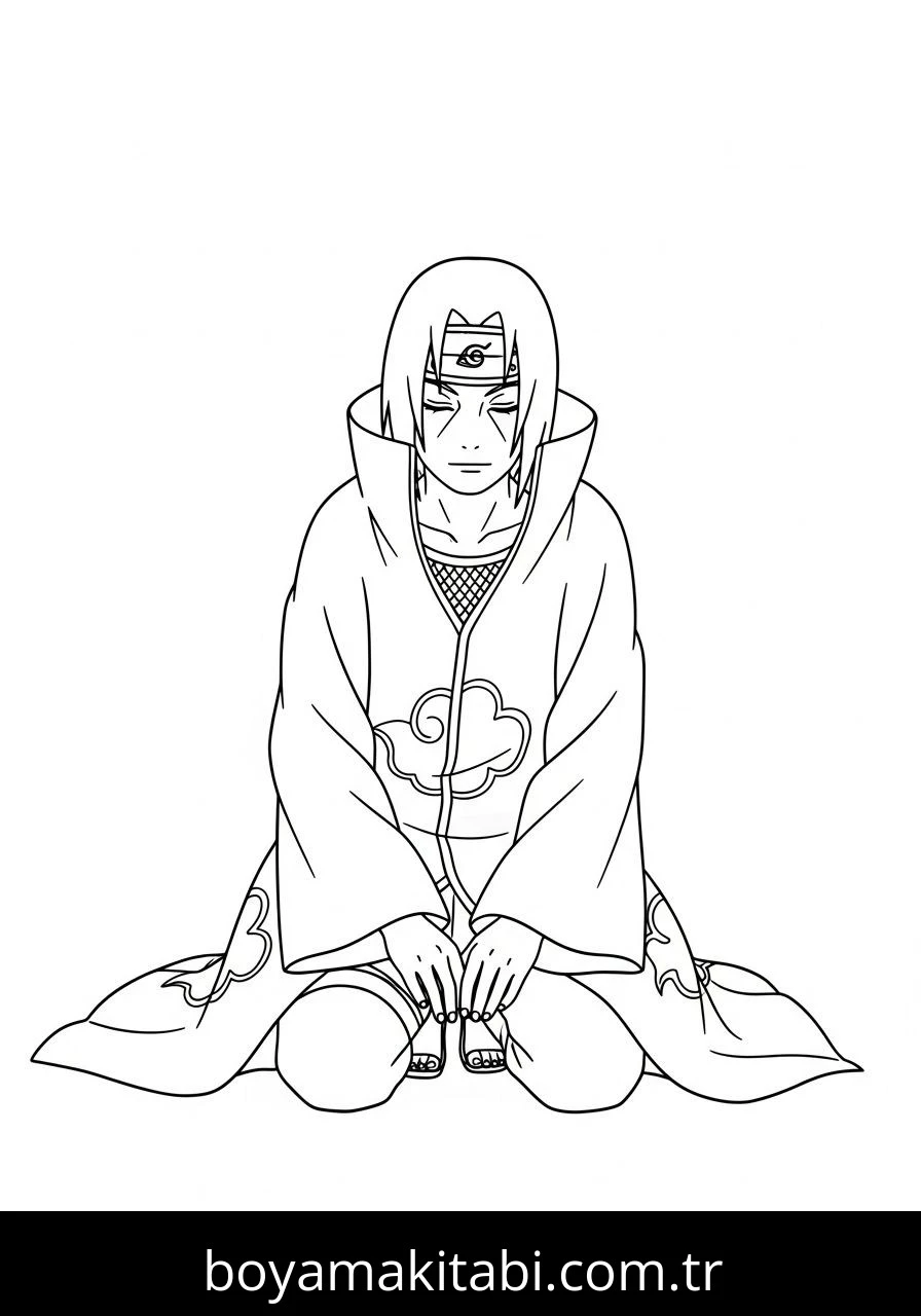 Itachi Uchiha boyama sayfası – PDF indir, sevimli karakter