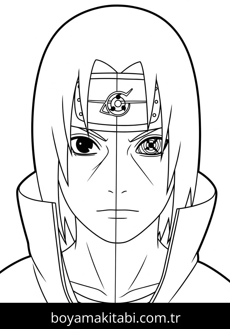 Itachi Uchiha boyama sayfası – eğlenceli etkinlik, el becerilerini geliştirir
