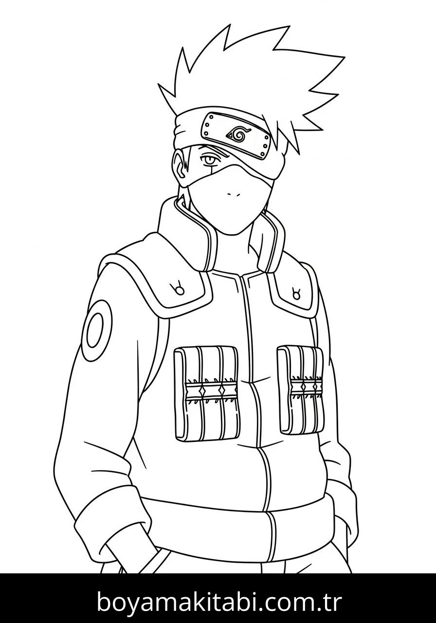 Kakashi Hatake boyama sayfası – el becerilerini geliştirir, boyama çalışması