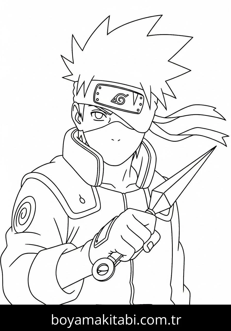 Kakashi Hatake boyama sayfası – boyama çalışması, yaratıcılığı geliştirir