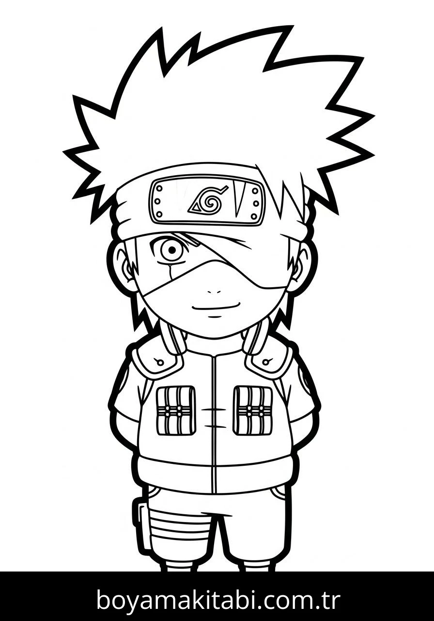 Kakashi Hatake boyama sayfası – renkli çizimler, okul öncesi