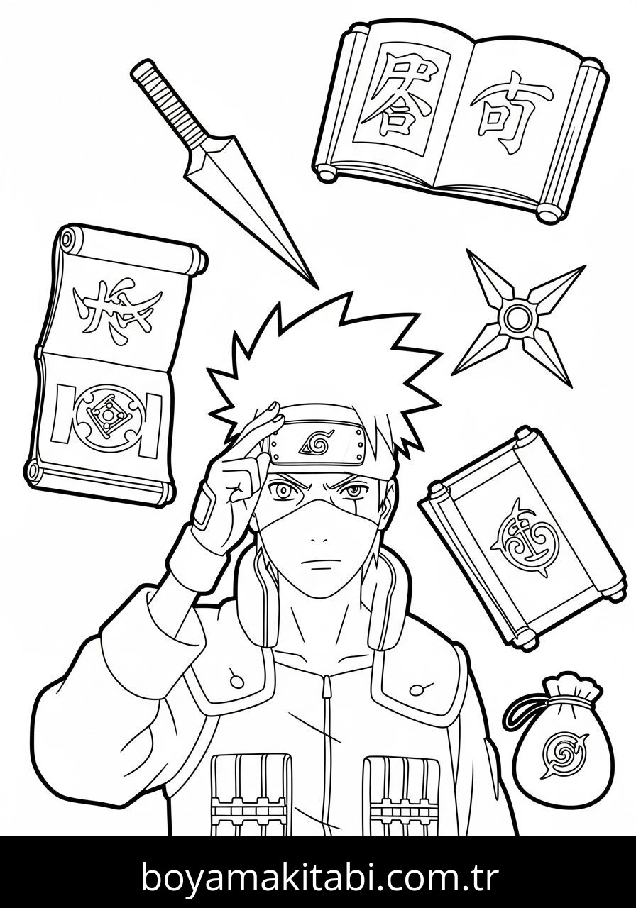 Kakashi Hatake boyama sayfası – boyama etkinliği, çocuk aktivitesi