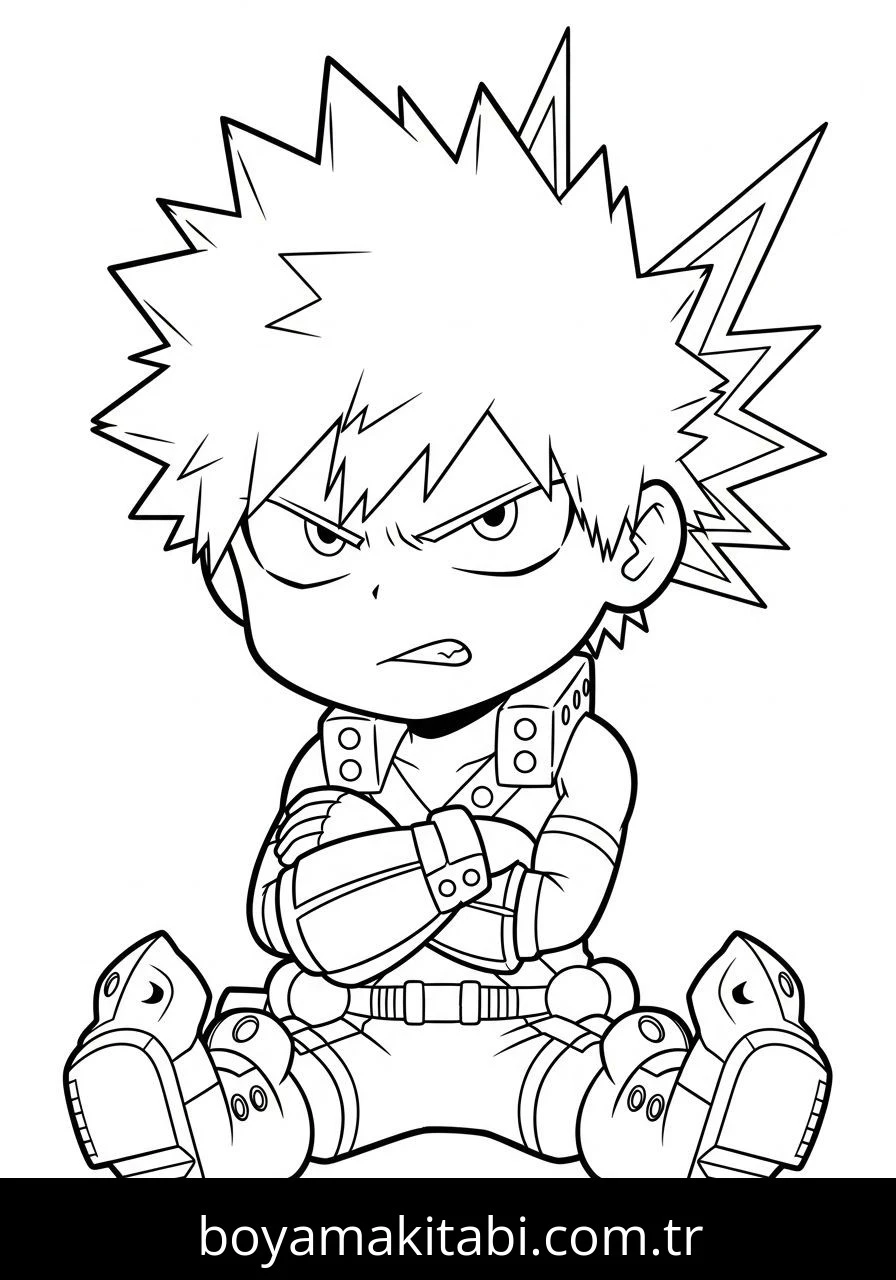 Katsuki Bakugo boyama sayfası – eğitici aktivite, yaratıcılık