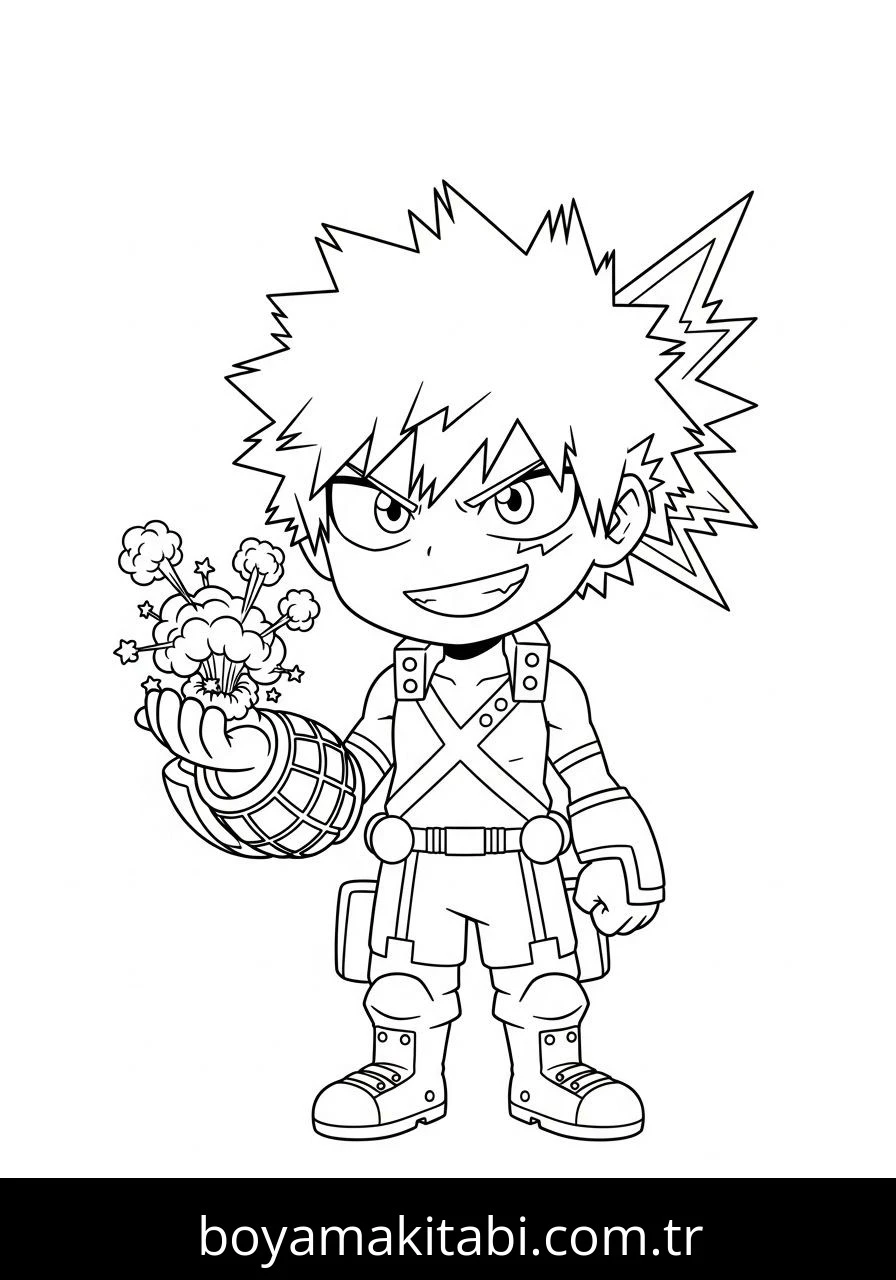 Katsuki Bakugo boyama sayfası – evde etkinlik, ücretsiz yazdır