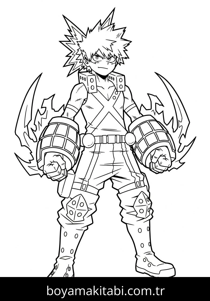 Katsuki Bakugo boyama sayfası – sanatsal çalışma, çocuklar için