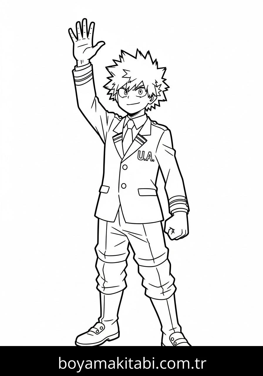 Katsuki Bakugo boyama sayfası – yaratıcılık, eğlenceli etkinlik