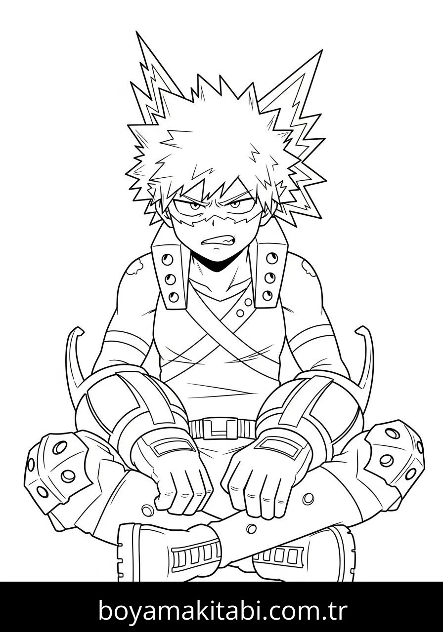 Katsuki Bakugo boyama sayfası – boyama çalışması, yaratıcılığı geliştirir