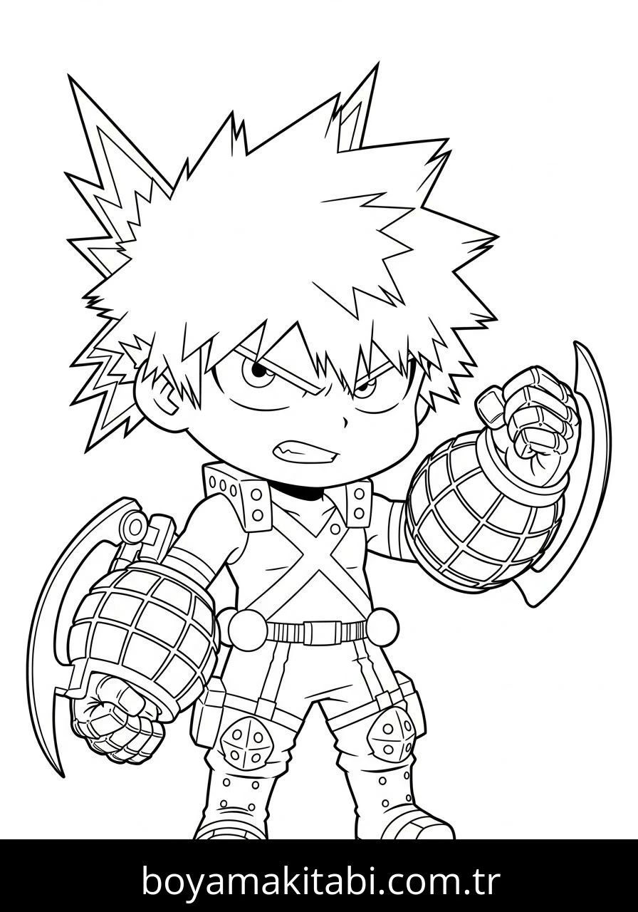 Katsuki Bakugo boyama sayfası – ücretsiz yazdır, boyama etkinliği