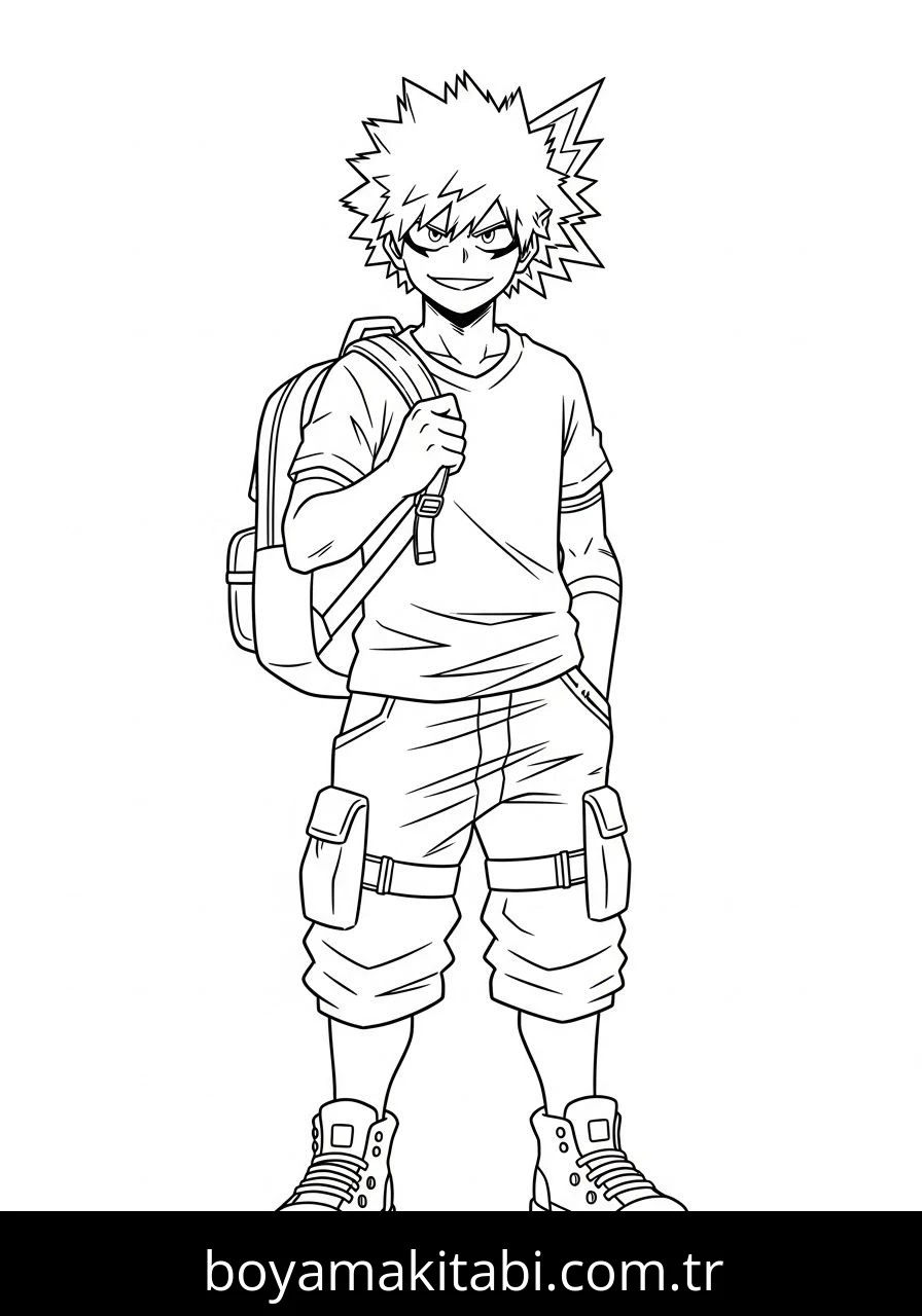 Katsuki Bakugo boyama sayfası – okul öncesi, evde etkinlik